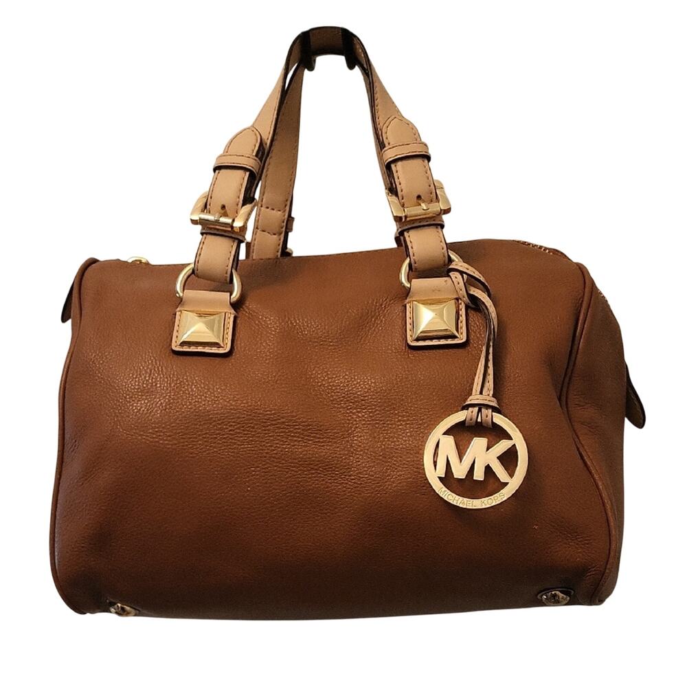 Michael Michael Kors Brown Leather Satchel with Gold Details